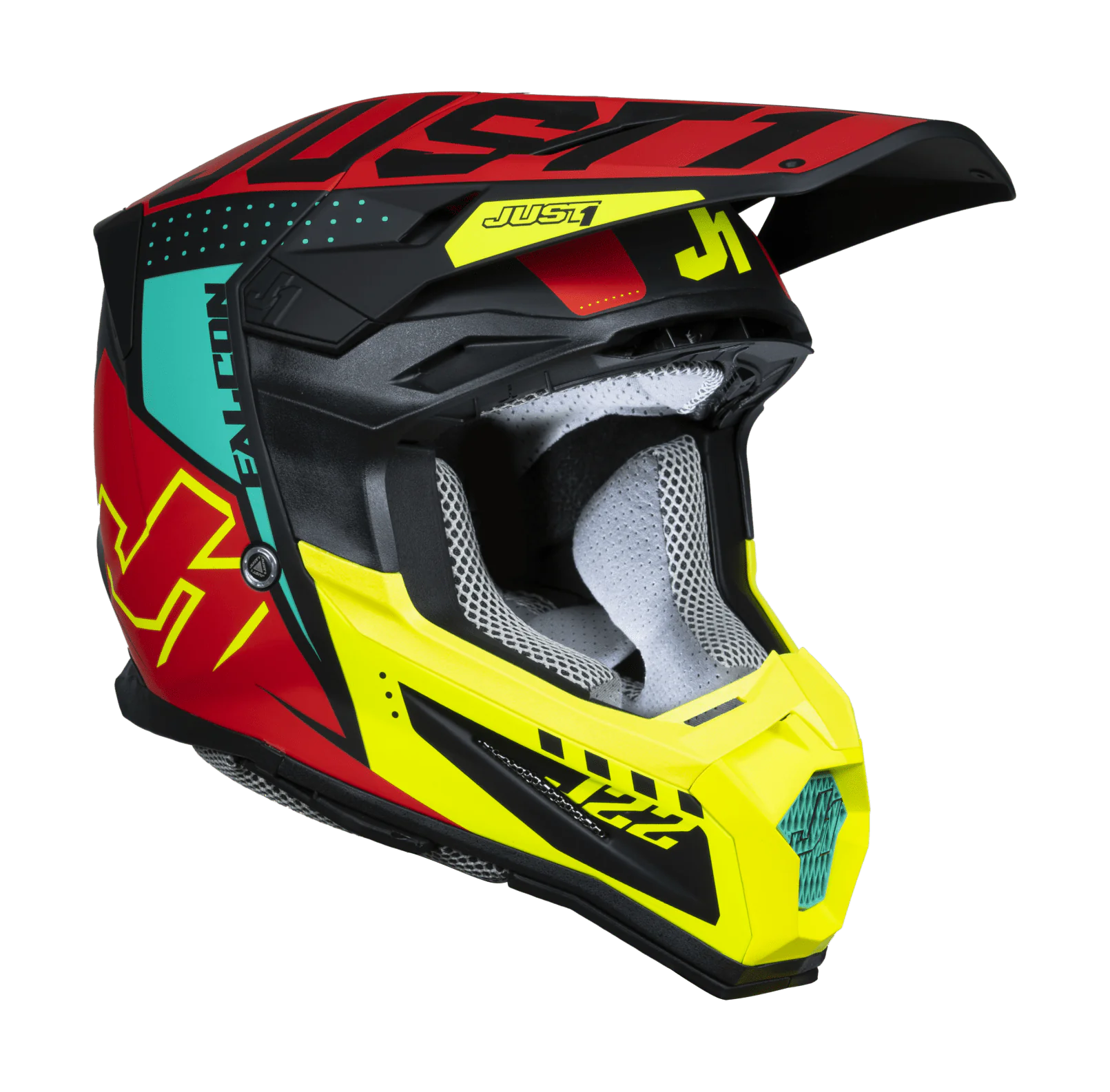 Just1 Crosshelm J22F Falcon - Rood / Fluo Geel / Zwart