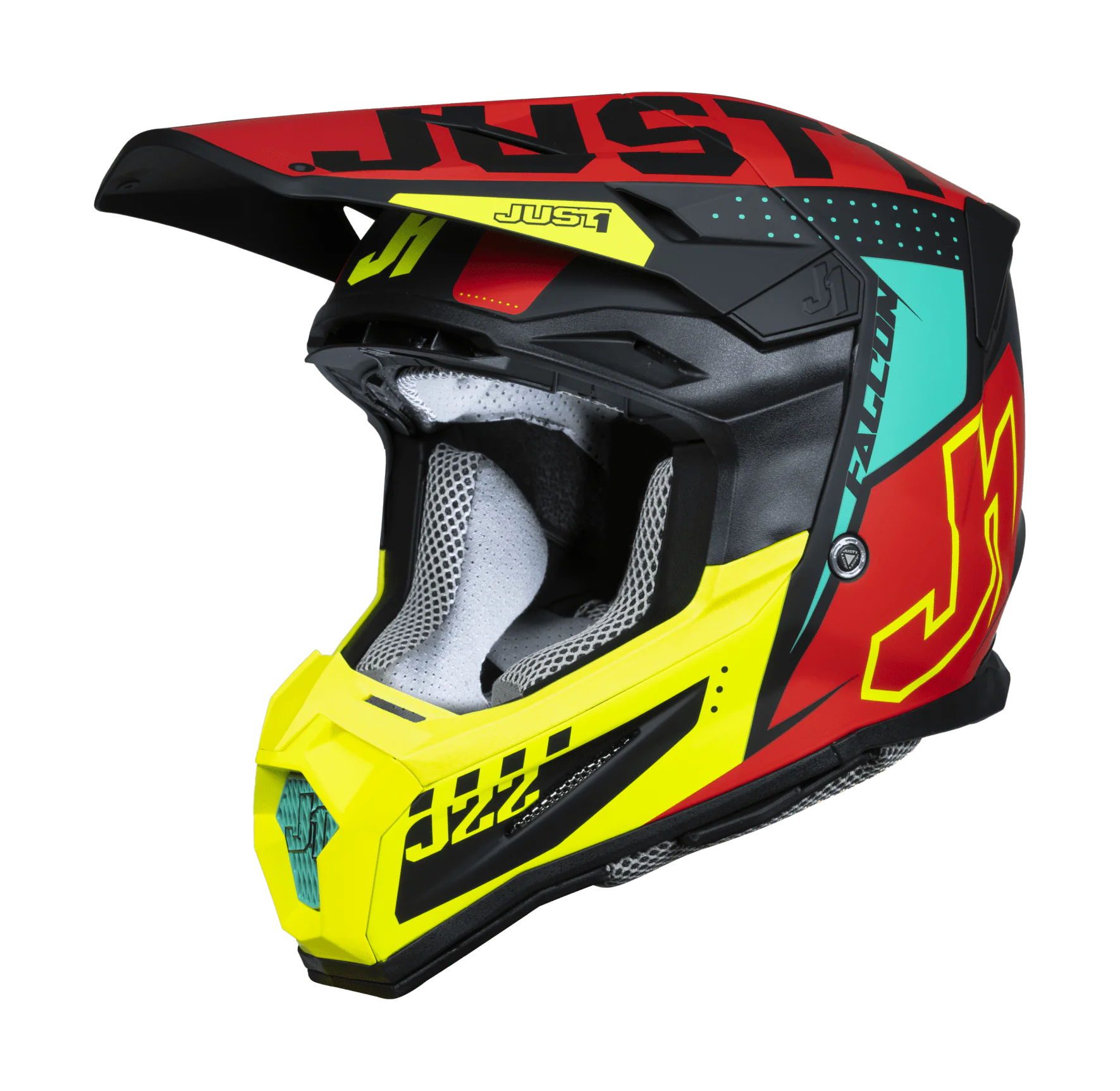 Just1 Crosshelm J22F Falcon - Rood / Fluo Geel / Zwart
