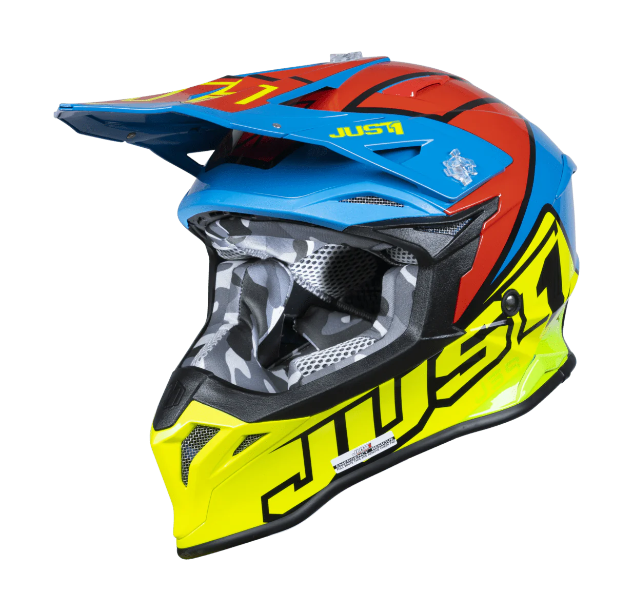 Just1 Crosshelm J39 Thruster - Fluo Geel / Blauw / Rood / Zwart