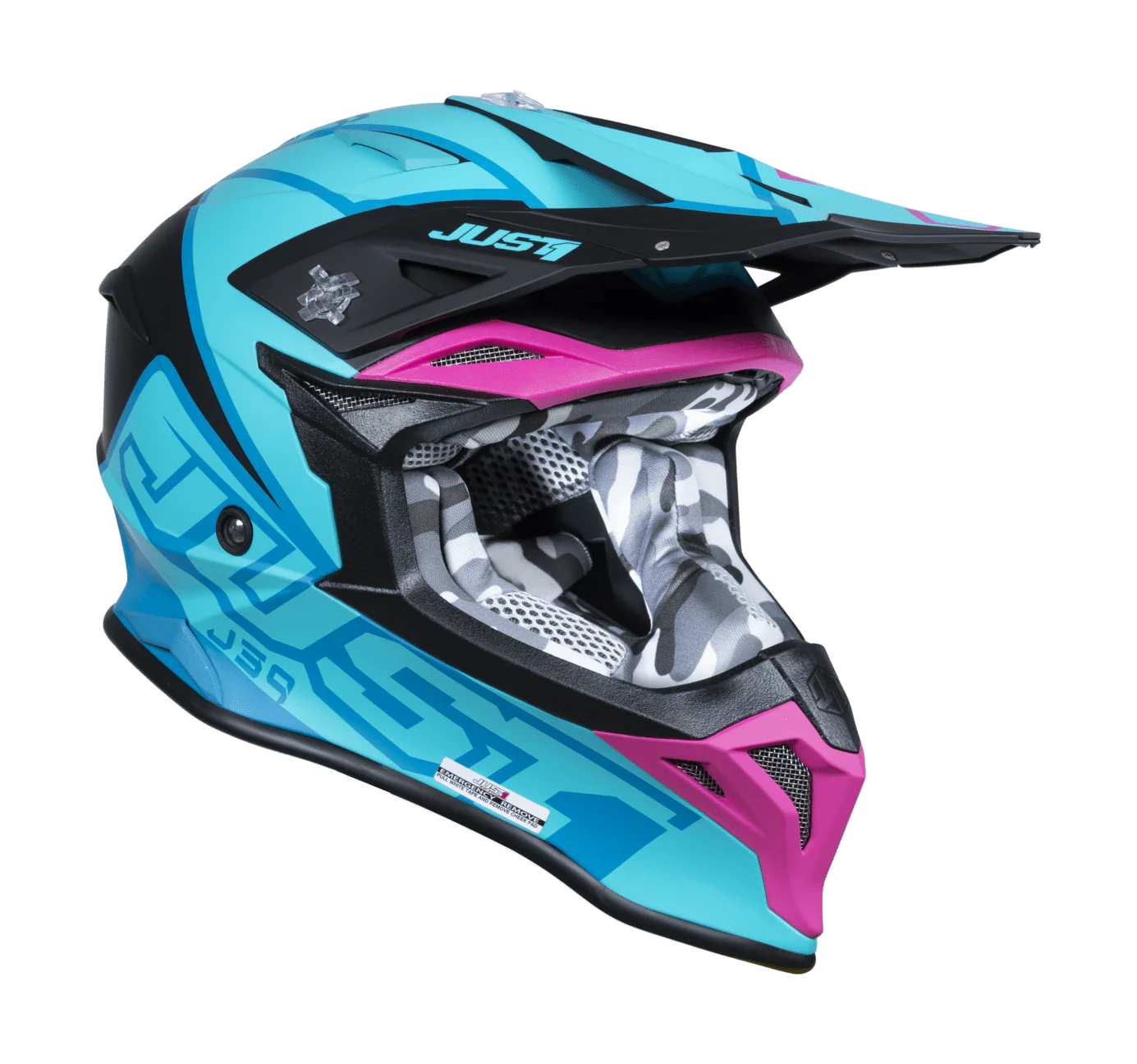 Just1 Crosshelm J39 Thruster - Zwart / Petrol / Blauw / Fuxia