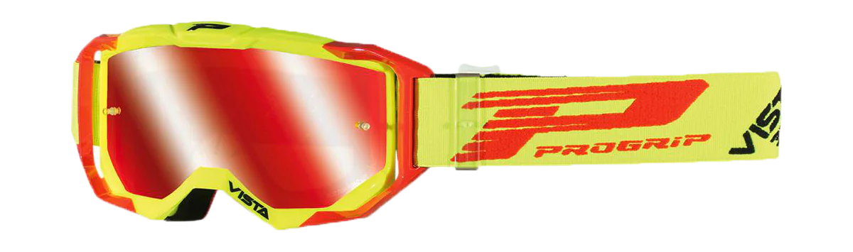 Progrip Crossbril 3303 FL Vista - Fluo Geel / Rood - Multilayered / Spiegel Rood Lens
