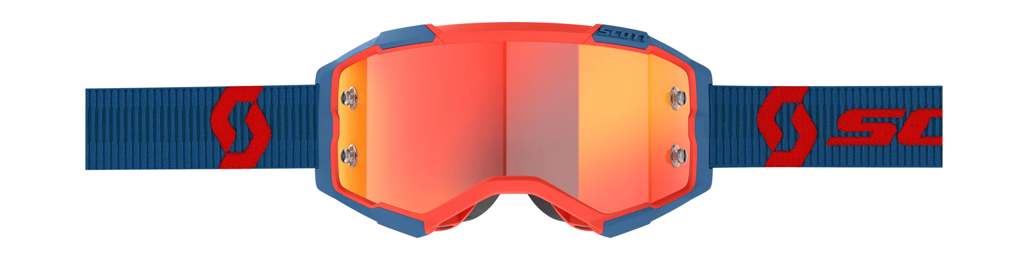Scott Crossbril Fury - Donker Blauw / Neon Rood - Spiegel Oranje Lens