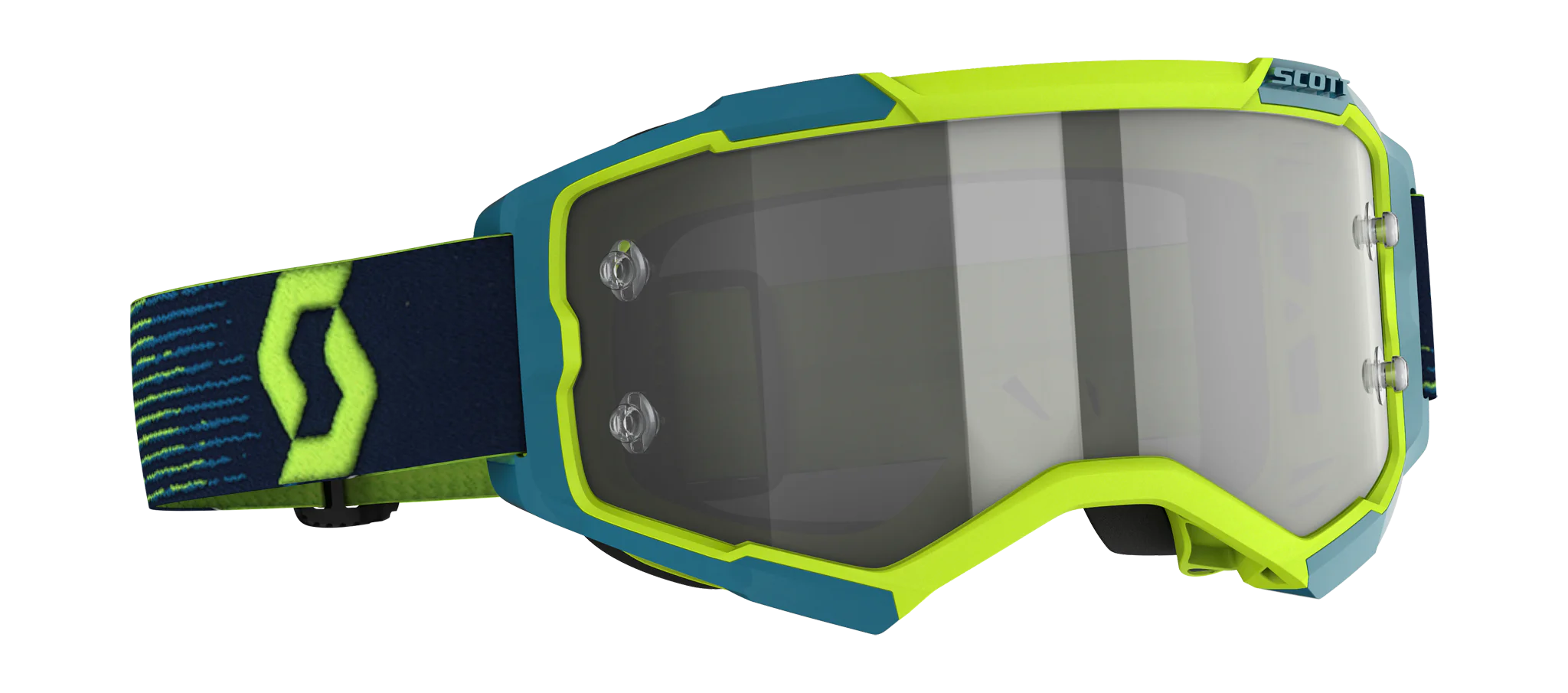 Scott Crossbril Fury - Neon Geel / Blauw - Light Sensitive Grijs Lens