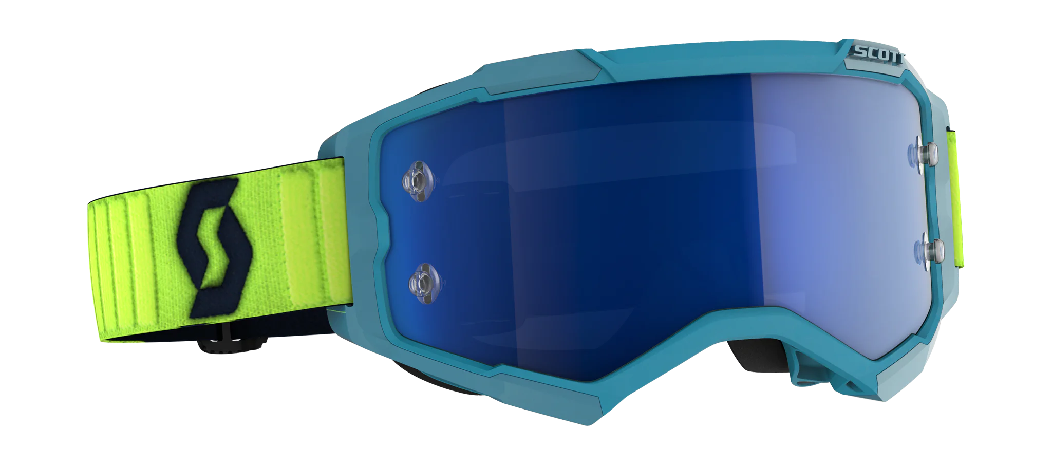 Scott Crossbril Fury - Teal Blauw / Neon Geel - Spiegel Electric Blauw Lens