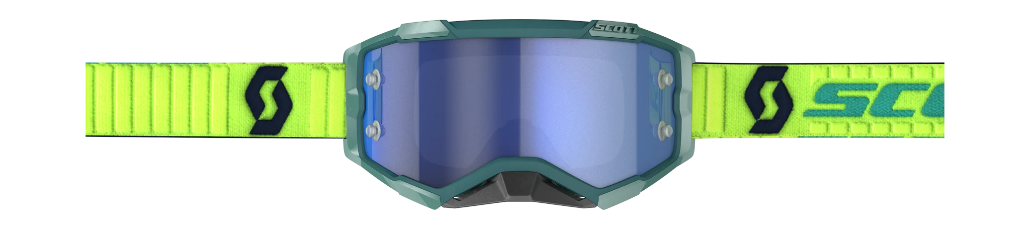 Scott Crossbril Fury - Teal Blauw / Neon Geel - Spiegel Electric Blauw Lens