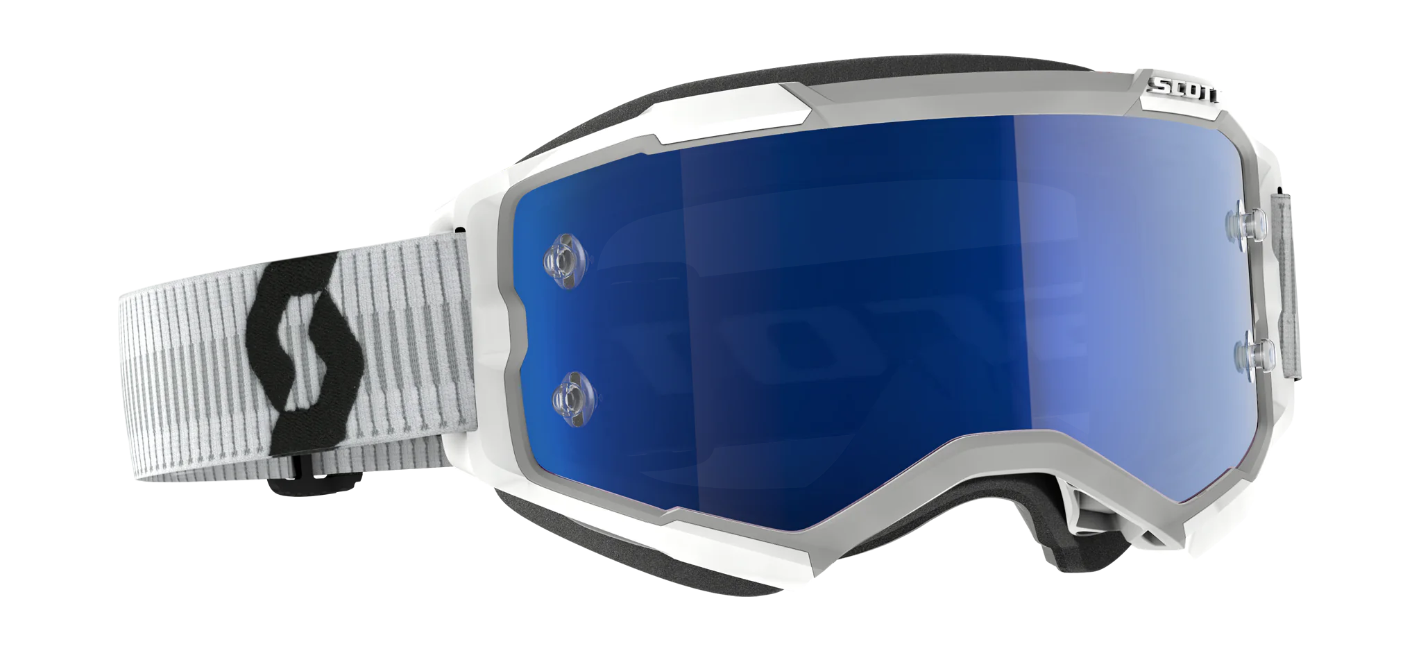 Scott Crossbril Fury - Wit / Blauw - Spiegel Electric Blauw Lens