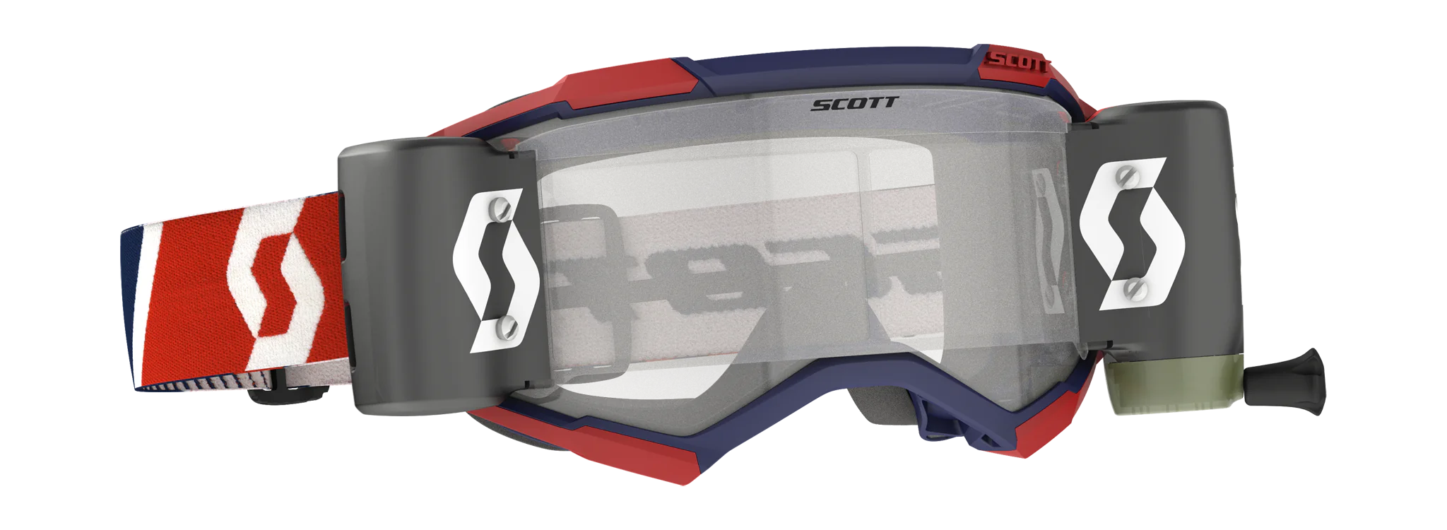 Scott Crossbril Roll-Off Fury WFS - Rood / Blauw - Clear Lens