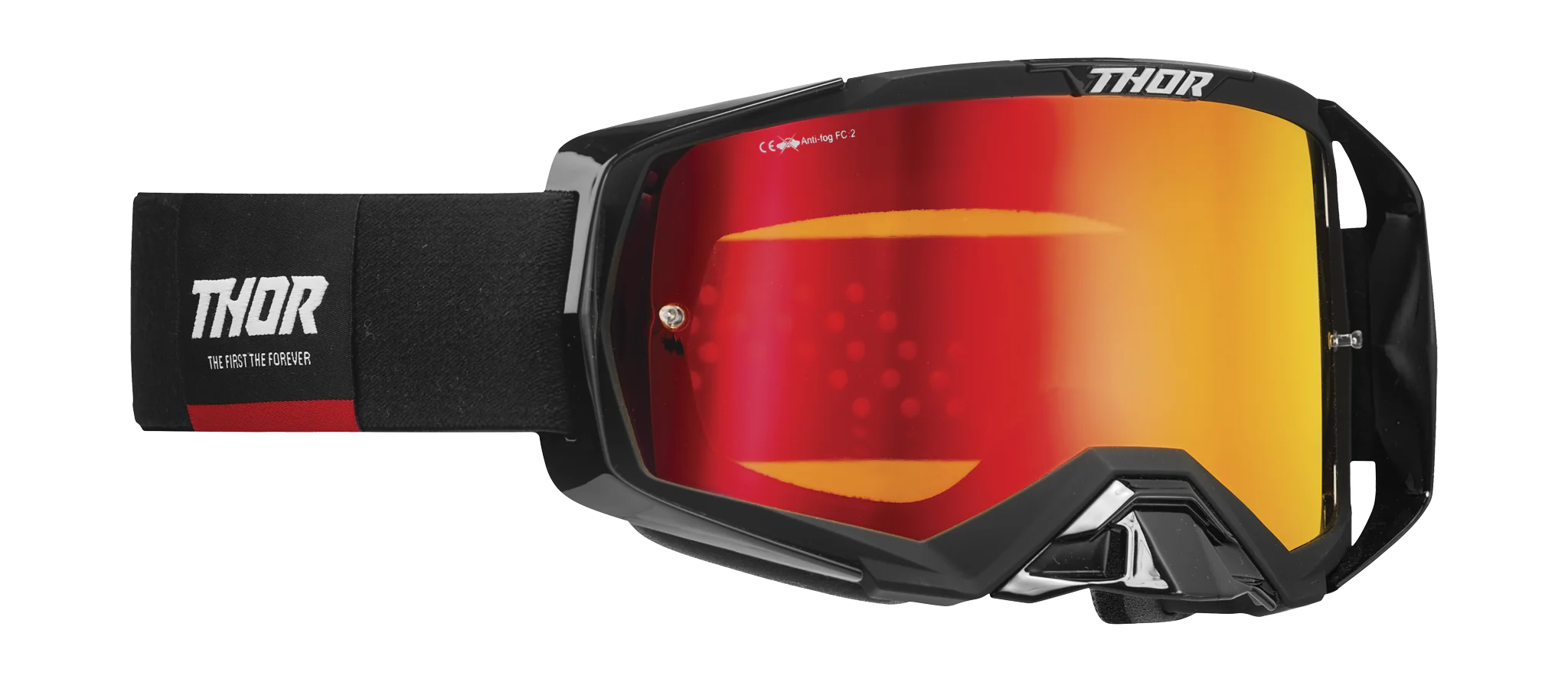 Thor Crossbril Activate - Zwart / Rood - Spiegel Rood Iridium Lens