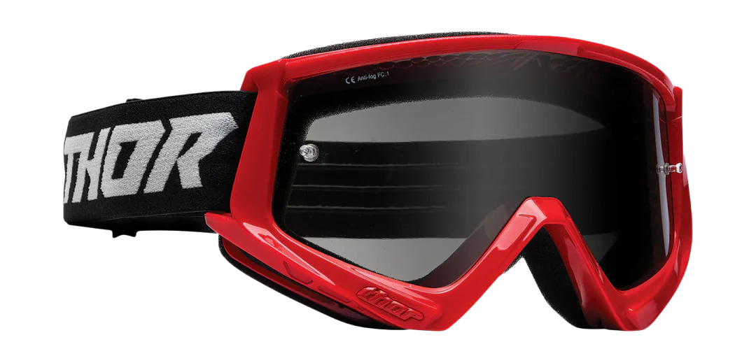 Thor Crossbril Combat Sand Racer - Rood / Grijs - Smoke Lens