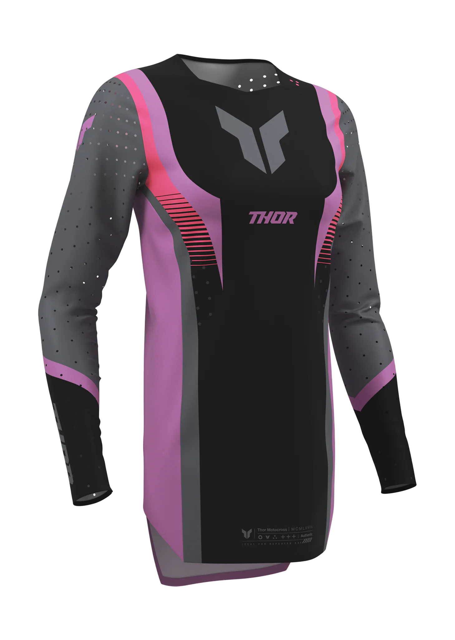 Thor Dames Cross Shirt 2026 Sportmode Velocity - Zwart / Orchid