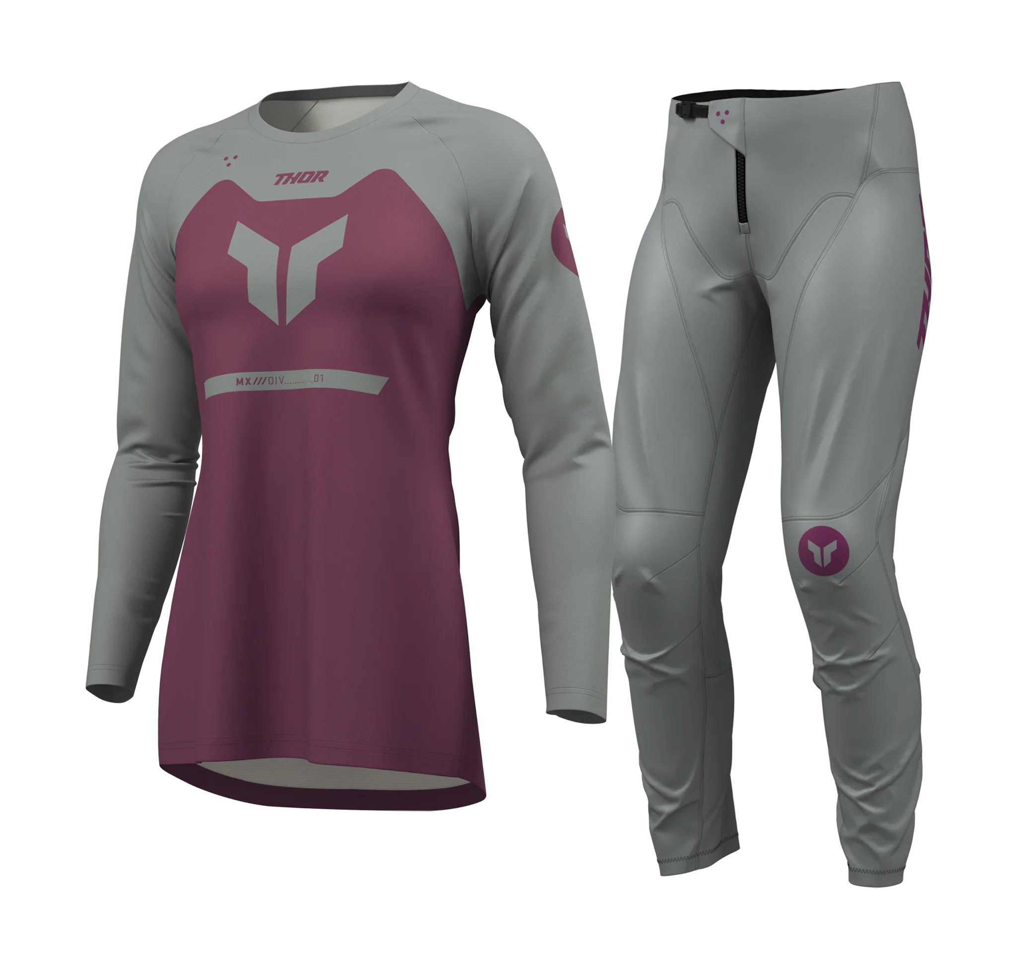Thor Dames Crosskleding 2026 Ridemode Menace - Paars / Grijs