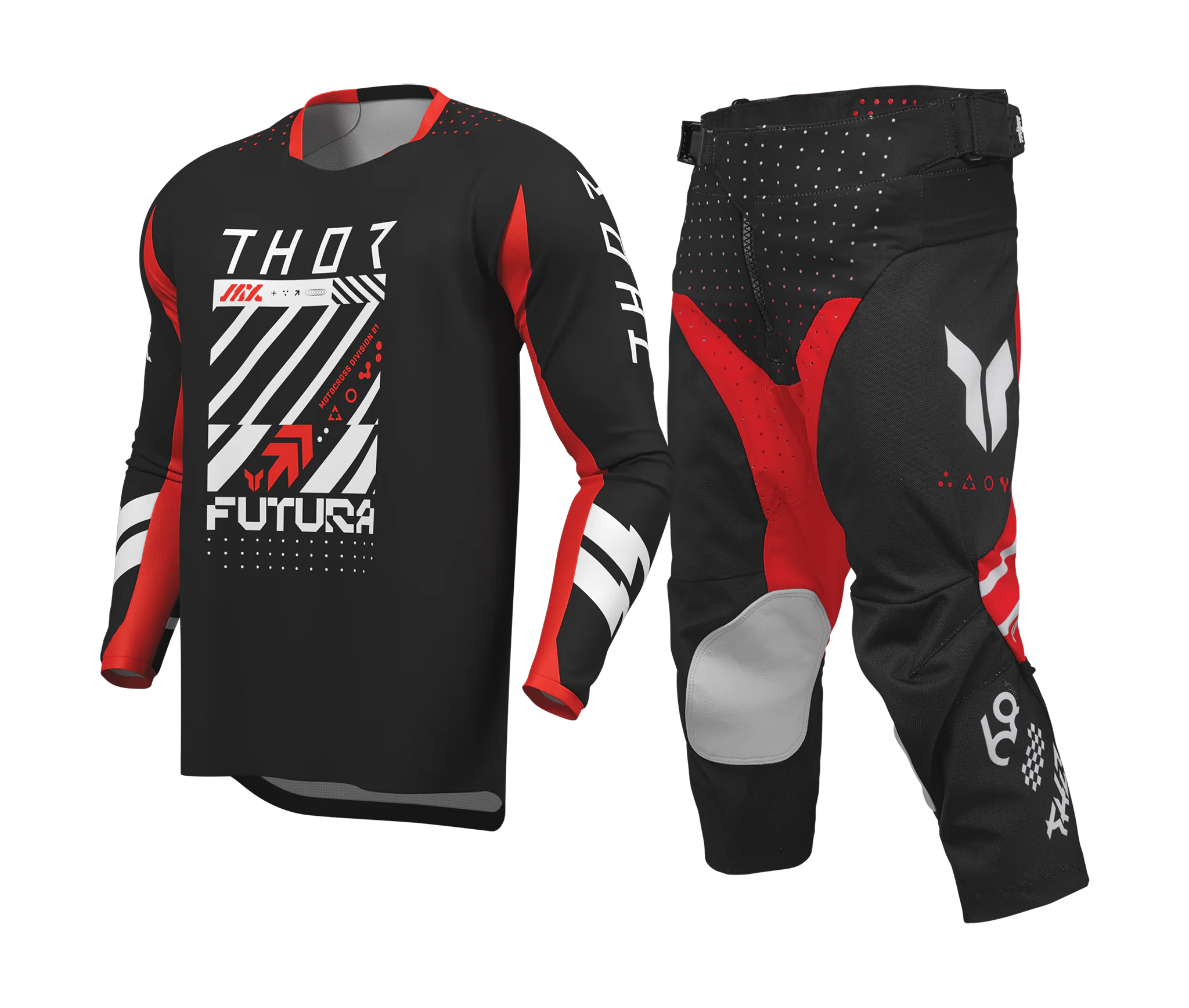 Thor Kinder Crosskleding 2026 Launchmode Futura - Zwart / Rood